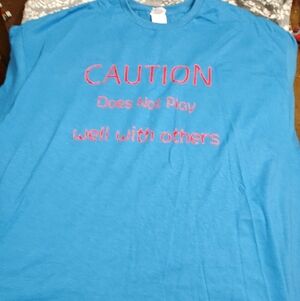 Delta Blue Short Sleeve Tee with Red Text